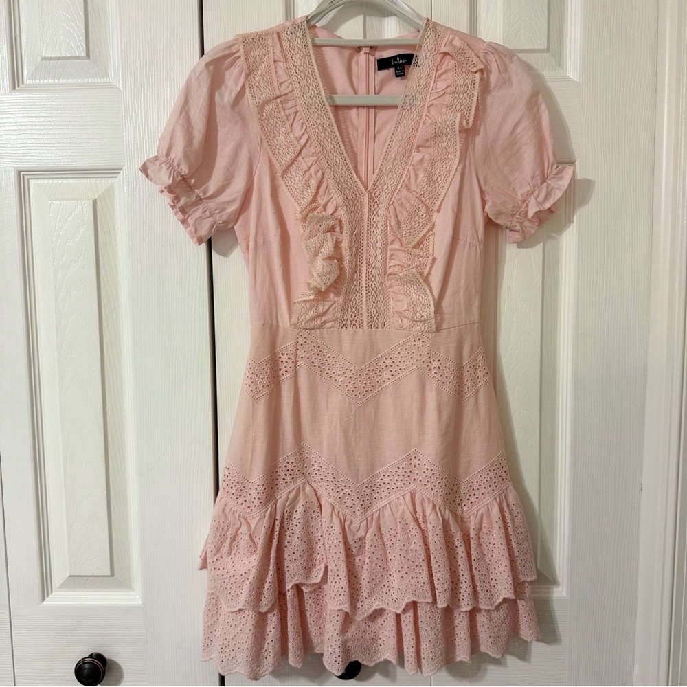 Lulu's Blush Pink Ruffle Mini Dress - Picture 6 of 9